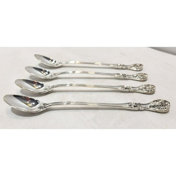 Vintage F B Rogers Silverplate French Rose Iced Tea Spoons 7 3/4" - Picture 2 of 12